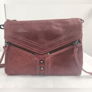 BOTKIER Leather Purse Shoulder Bag Boho Handbag Crossbody Zipper Mauve